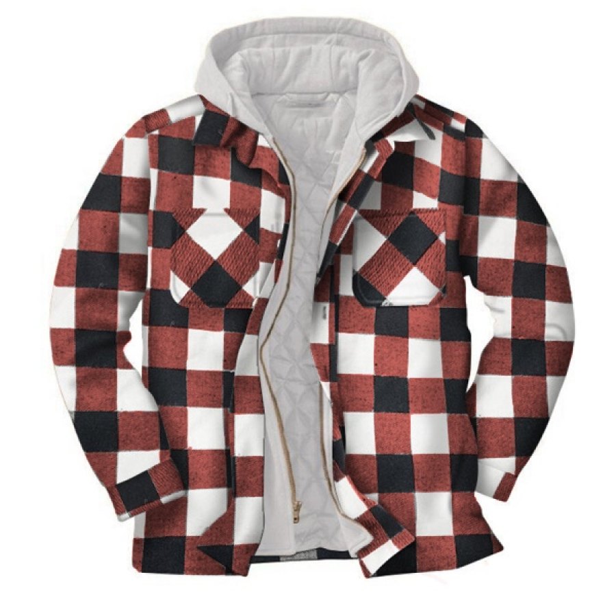 

Mens Winter Plaid Thick Casual Jacket