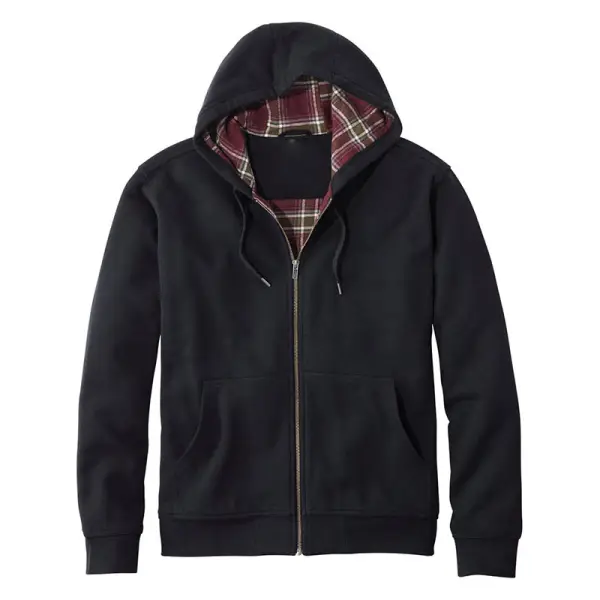 Hooded Flannel Check Panel Jacket - Salolist.com 