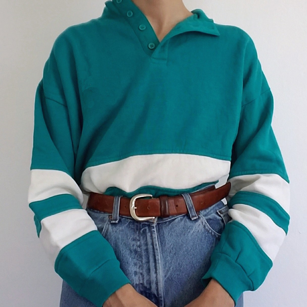 Retro Colorblock Long Sleeve Pullover