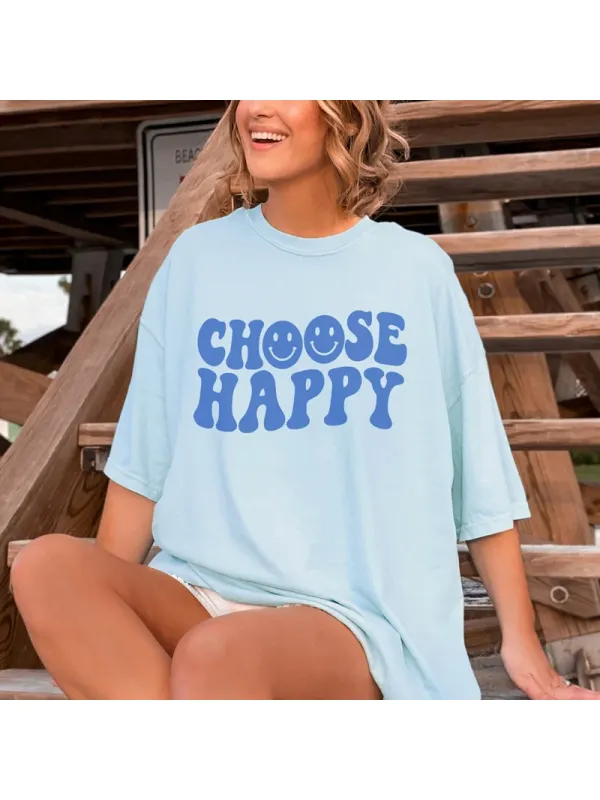 CHOOSE HAPPY Casual T-shirt - Timetomy.com 