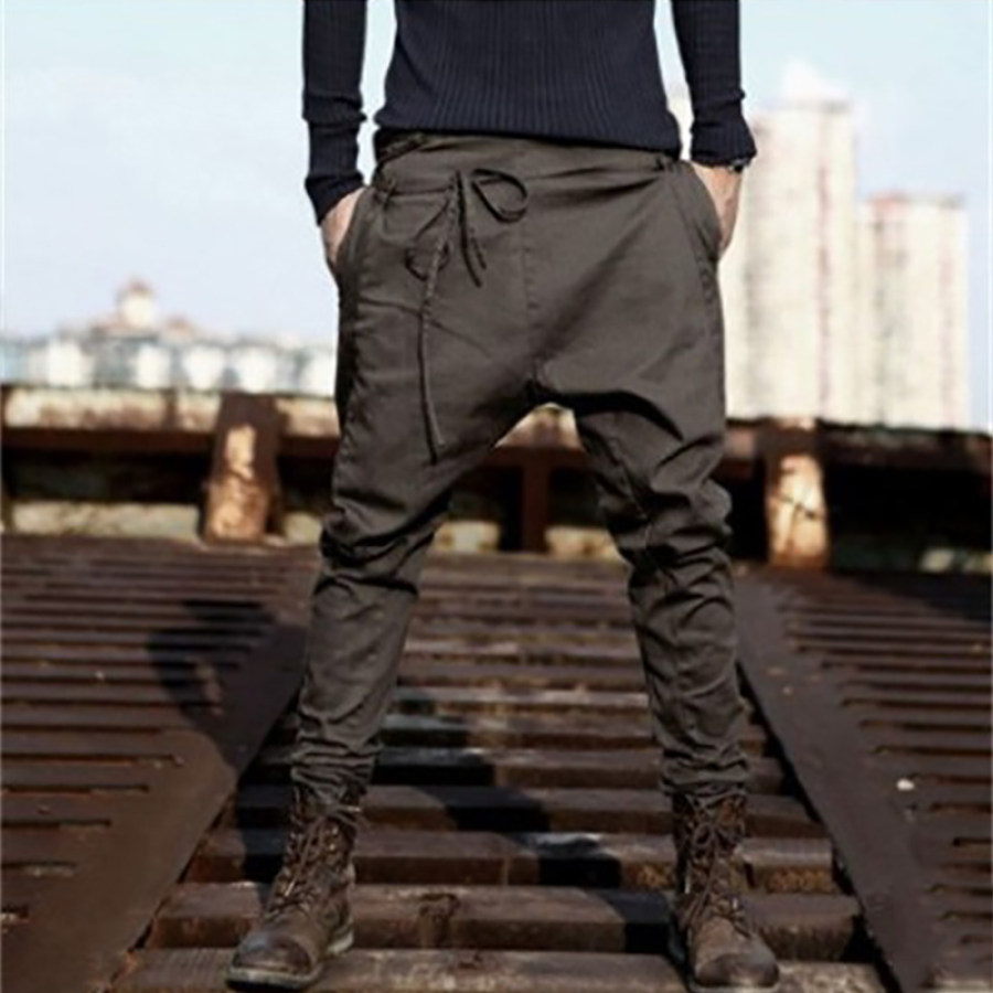 

Casual Solid Color Loose Tie Pants