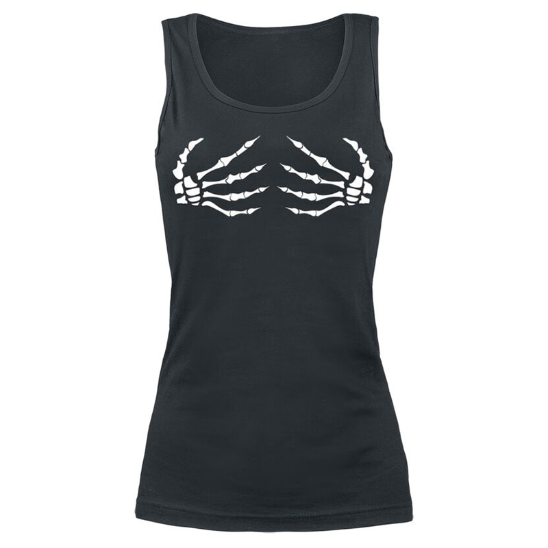 Womens Casual Skull Print Chic Vest