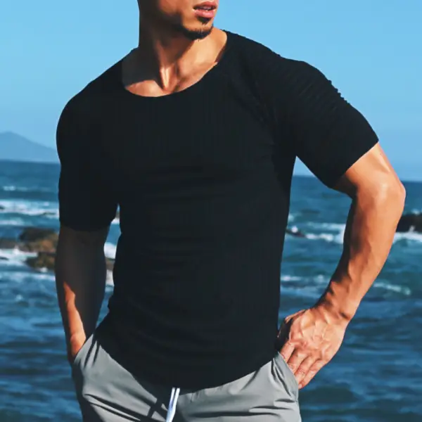 Men's Spring & Summer Raglan Sleeve Slim Fit T-Shirt - Sanhive.com 