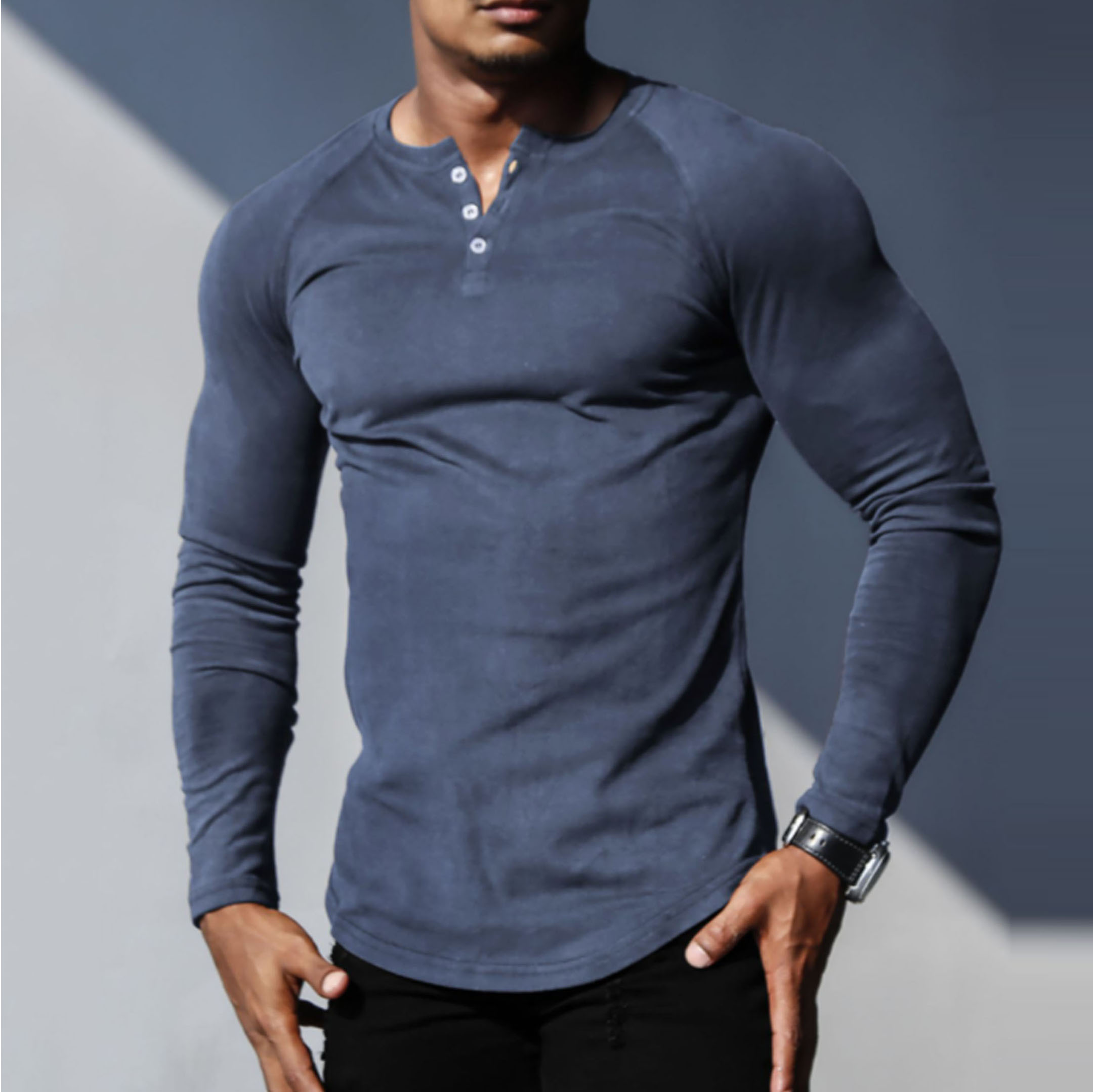 Men's V-neck Slim Basic Chic Long Sleeve T-shirt