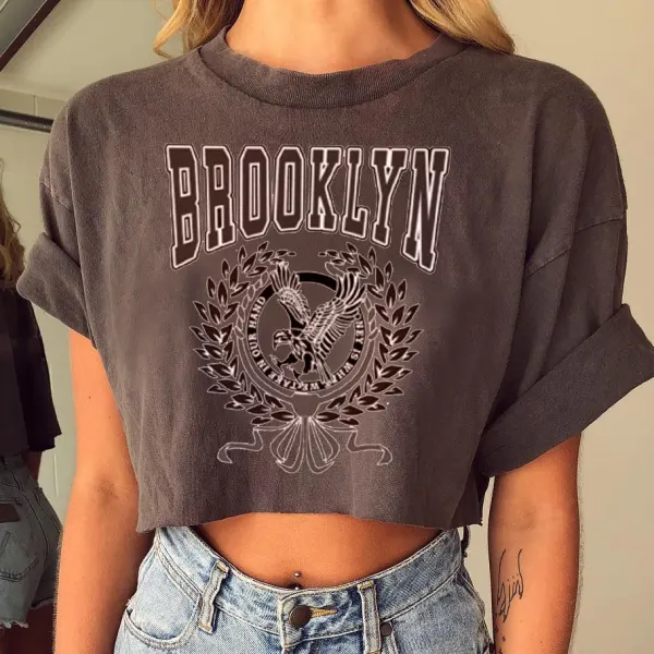 Women's Casual Eagle Letter Print Loose T-Shirt Top - Leanarea.chimpone.com 