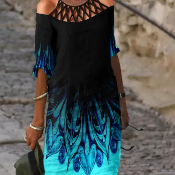 Ladies casual Fluorescent abstract printing Dress - Styletaken.chimpone.com 