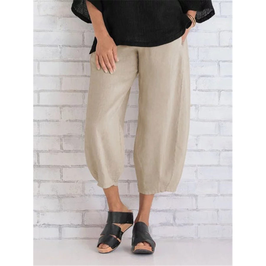 

Solid Color Casual Fashion Nine Points Casual Pants