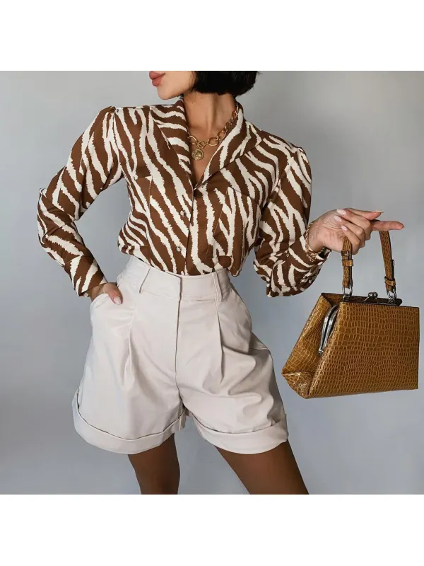 Fashion Zebra Print Blouse - Minicousa.com 