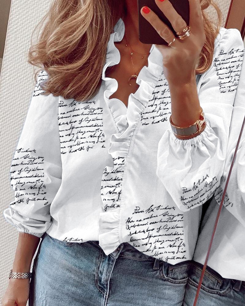 Ladies Commuter Ruffled Collar Long Sleeve Shirt