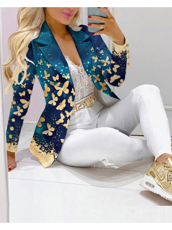 Elegant Butterfly Print Suit