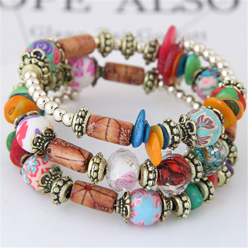 Multi layer Colorful Stone Shell Bracelet