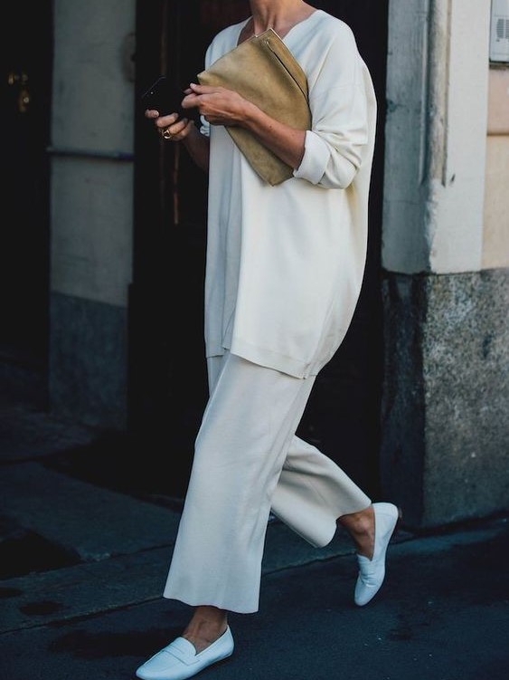 Women's Fashion And Elegant Pure White Straight Suit