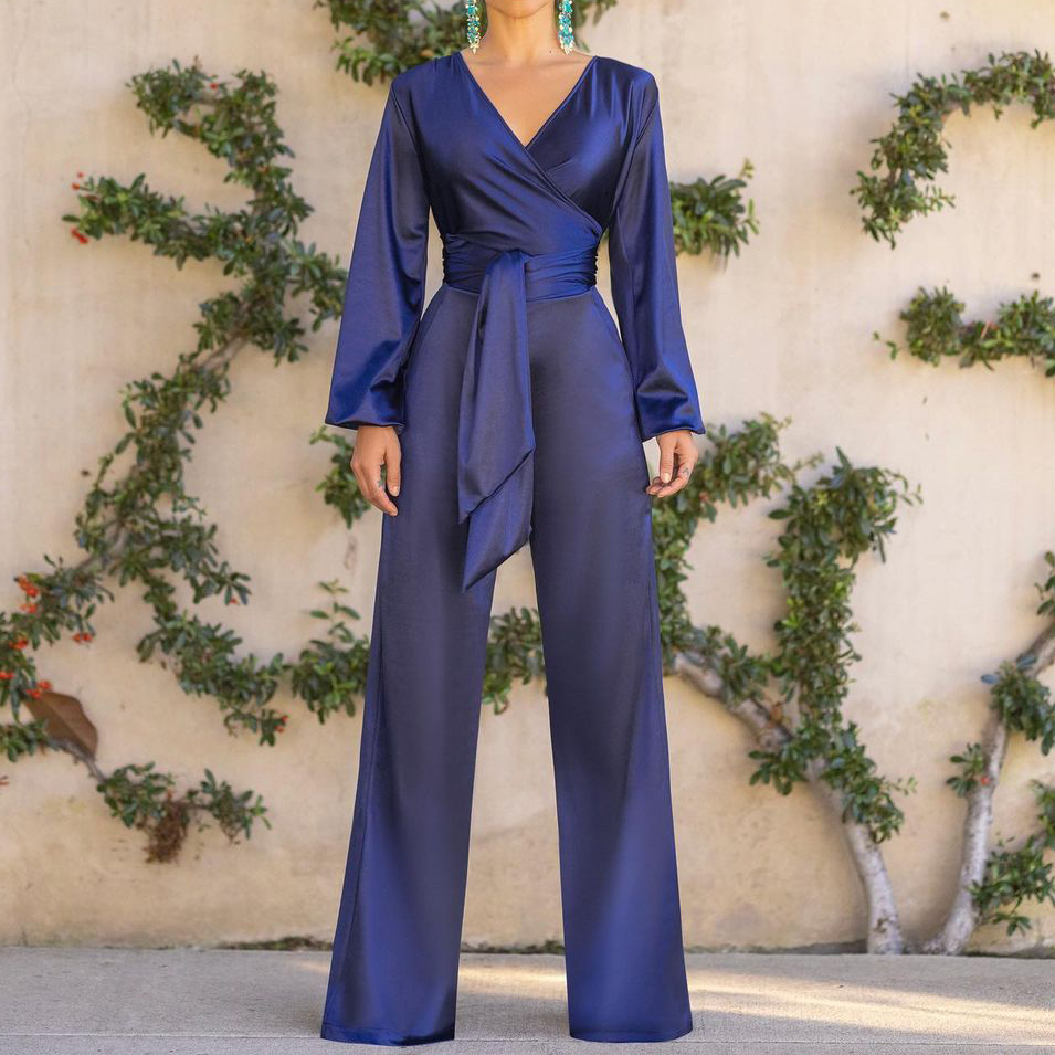 Elegant Solid Color Knotted Jumpsuit