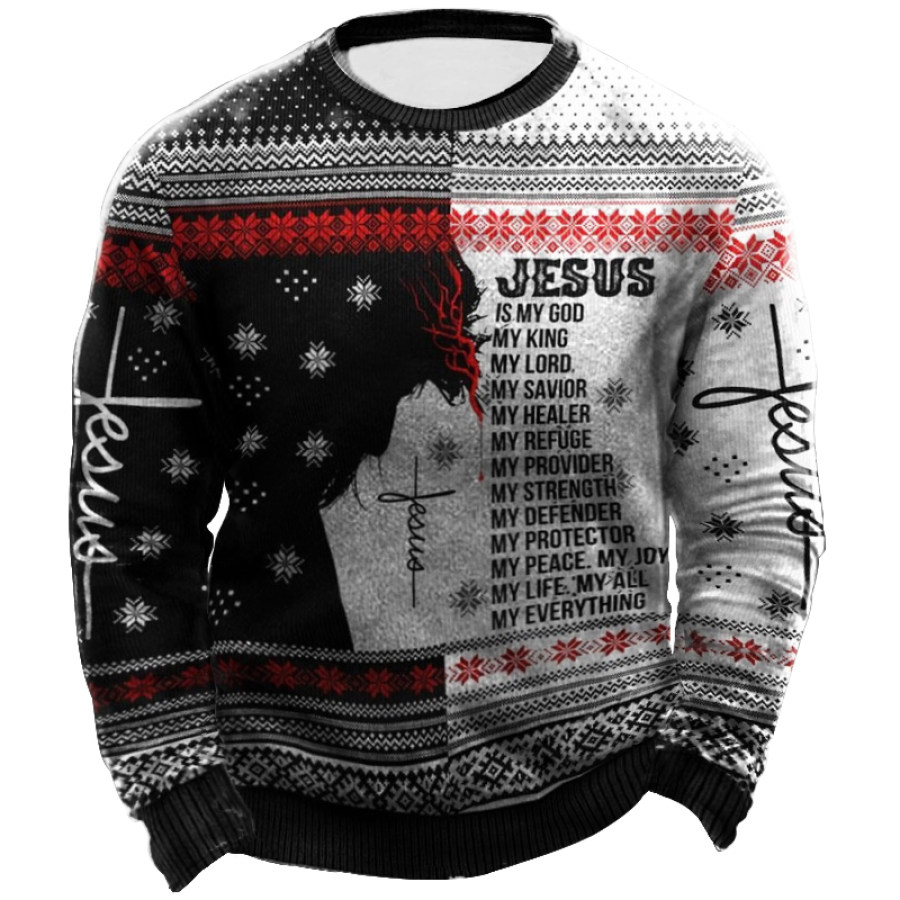 

Jesus Christ's Ugly Christmas Sweater Print Sweatshirt