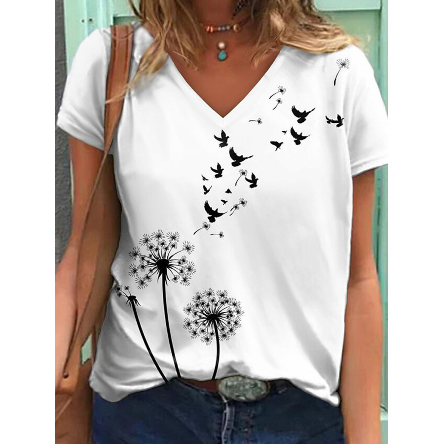 

Women's Casual Dandelion Print Short Sleeve T-Shirt