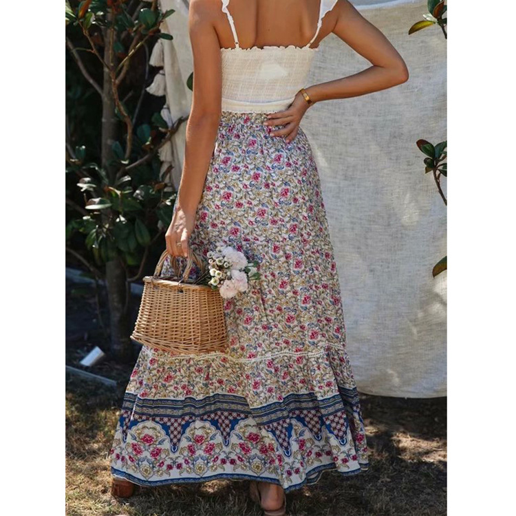 Boho Print Vintage Beach Resort Skirt