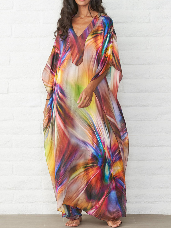 Women's Printed Resort Beach Cover Up Dress