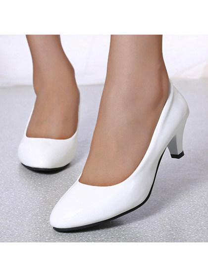 Plain  Stiletto  Low Heeled  Round Toe  Basic Formal Pumps