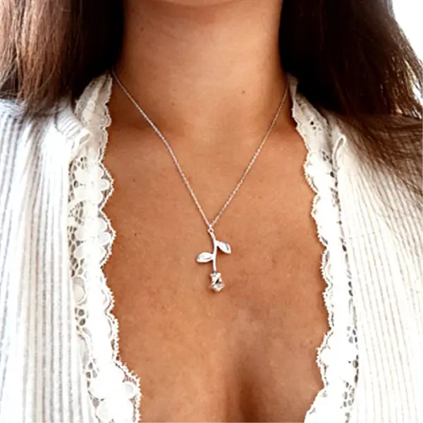 Fashion Gold and Silver Rose Valentine Pendant Necklace - Leanarea.chimpone.com 
