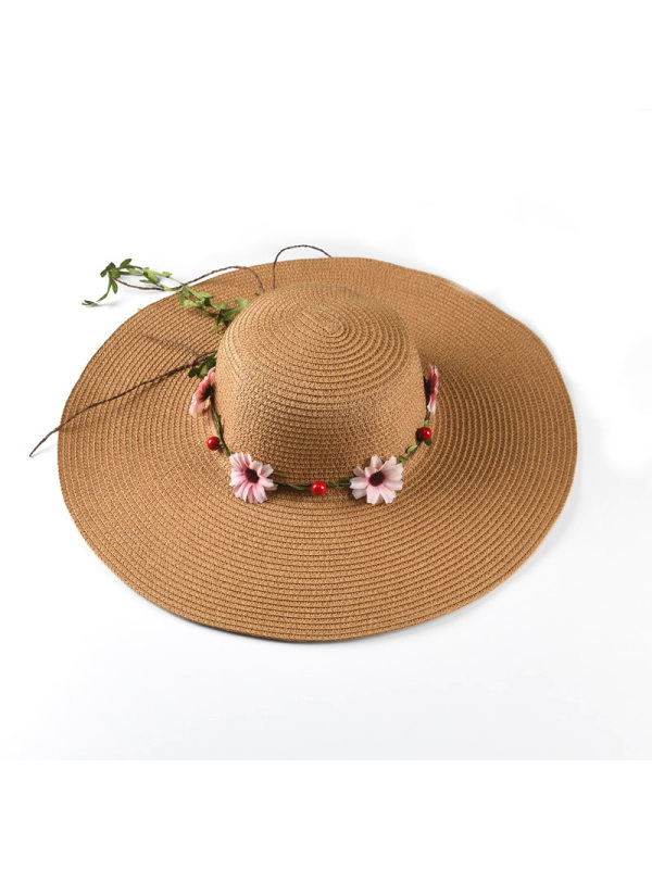 Extralarge coastal vacation sun protection UV protection women's straw