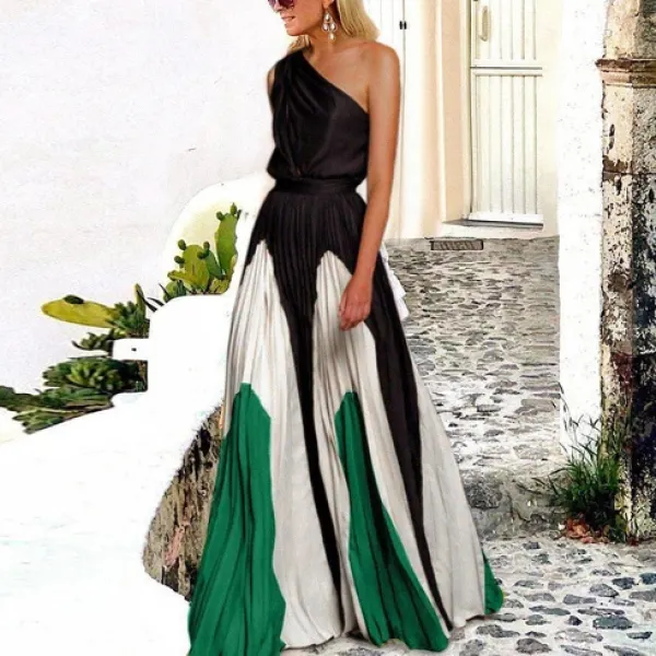 Vacation Sexy Off Shoulder Print Maxi Dress - Leanarea.chimpone.com 