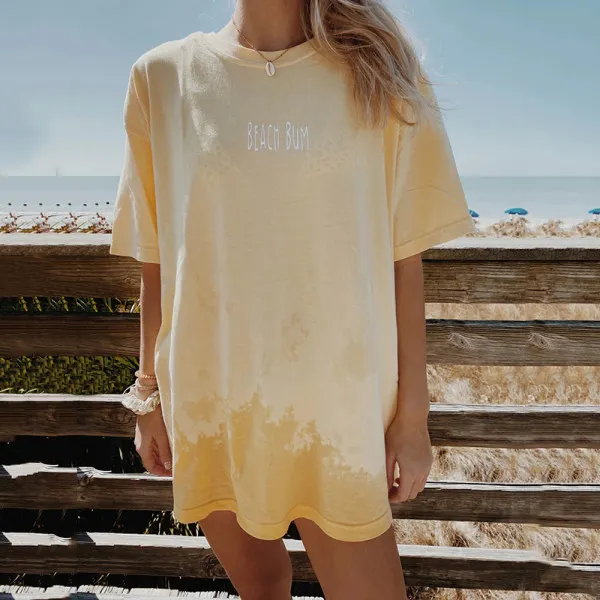 Round Neck Short Sleeve Yellow Tee - Leanarea.chimpone.com 
