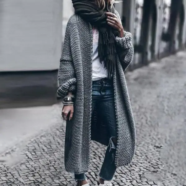Casual loose long-sleeved knitted cardigan - Leanarea.chimpone.com 