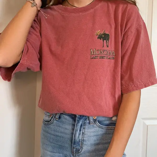 Women's Letter Print Short Sleeve Mid-Long T-Shirt - Leanarea.chimpone.com 