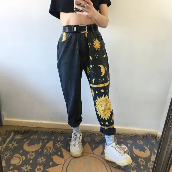 (New Year Sale🛒)Fashion Moon Star Print Casual Pants - Leanarea.chimpone.com 
