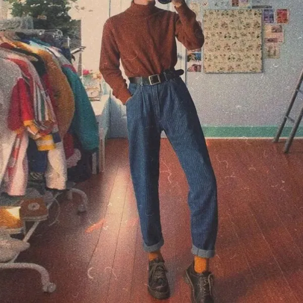 Casual Striped Slim Denim Trousers - Leanarea.chimpone.com 