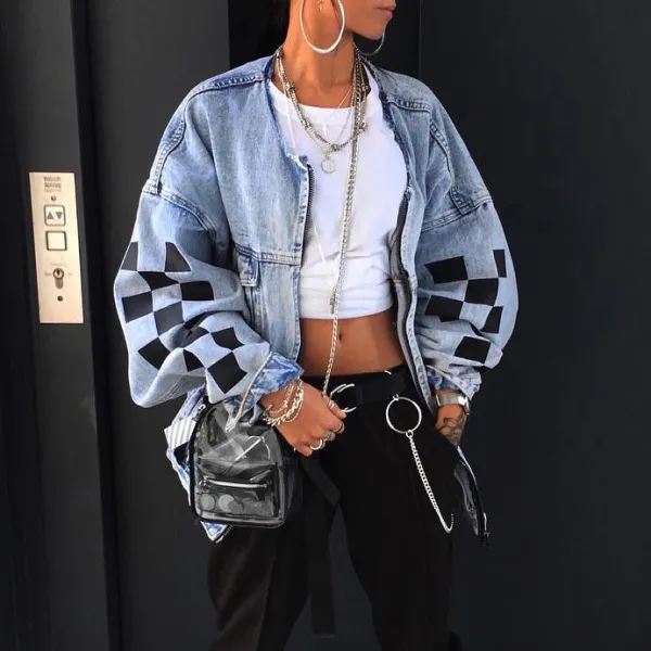 Autumn and winter fashion denim jacket top - Leanarea.chimpone.com 