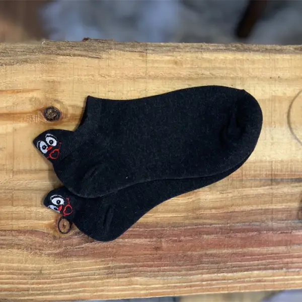 Women Embroidery Cartoon Funny Expression Socks - Leanarea.chimpone.com 