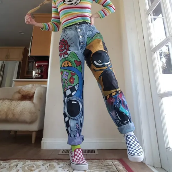 Casual Printed Single Breasted Pant - Leanarea.chimpone.com 