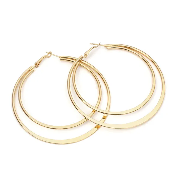 Exaggerated geometric double-layer big circle earrings - Leanarea.chimpone.com 