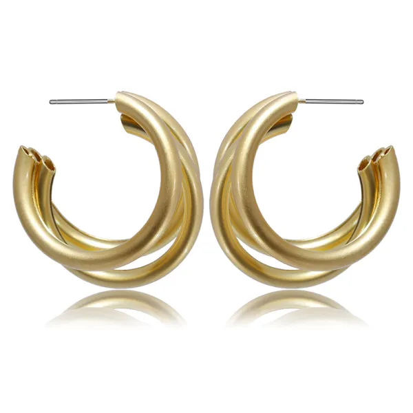 Retro Matt Geometry C-Shaped Tube Earrings Female - Leanarea.chimpone.com 