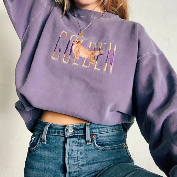 Women's fashion simple round neck long sleeve sweatshirt - Leanarea.chimpone.com 