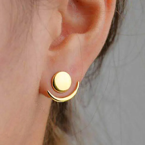 Fashion Simple Generous Metal Crescent Rear Insert Female Earrings Street Shooting Personality - Leanarea.chimpone.com 