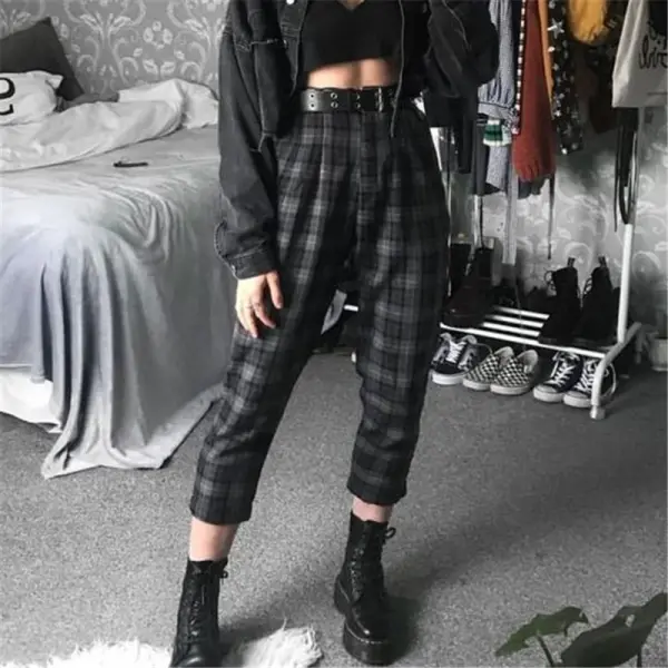Casual Everyday Plaid Trousers - Leanarea.chimpone.com 