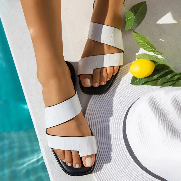 Women's comfortable flat bottom toe outdoor slippers - Leanarea.chimpone.com 