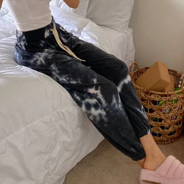 Fashion casual printed drawstring leggings - Leanarea.chimpone.com 
