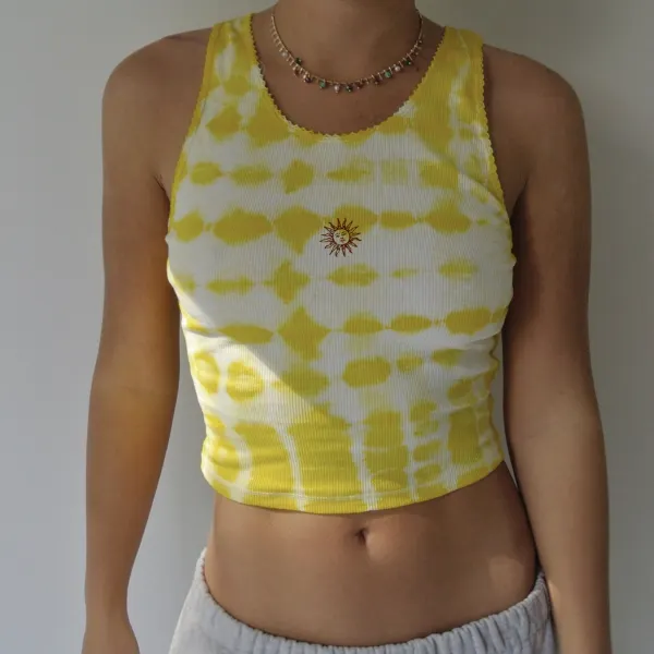 Lemon Tie-dye Tank Top - Leanarea.chimpone.com 
