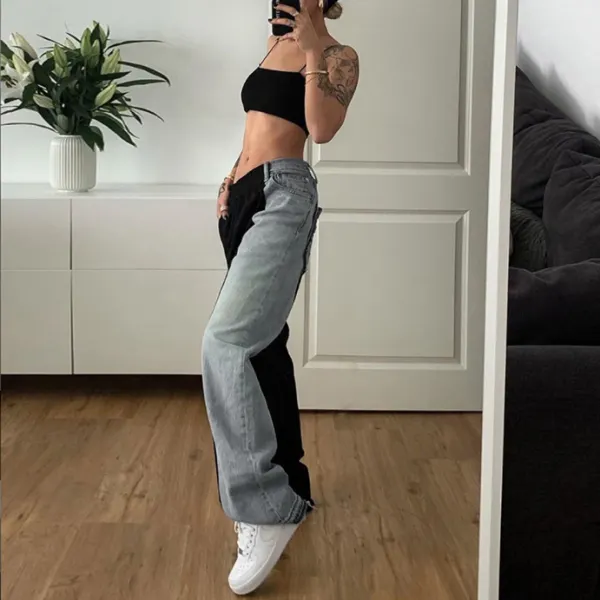 High waist slim and loose style fashionable wild casual jeans - Leanarea.chimpone.com 