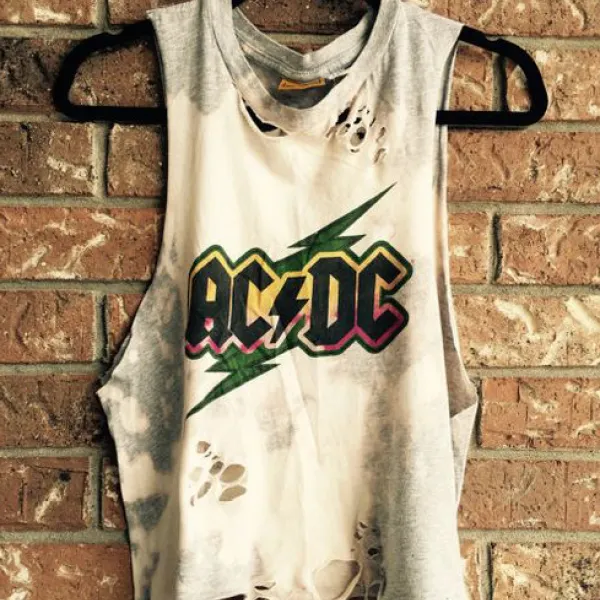 Casual loose printed hole vest - Leanarea.chimpone.com 