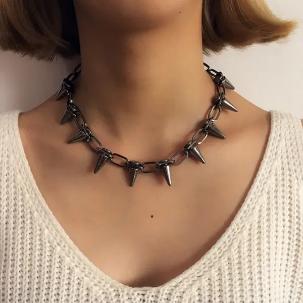 Bullet spiked orange punk necklace - Leanarea.chimpone.com 