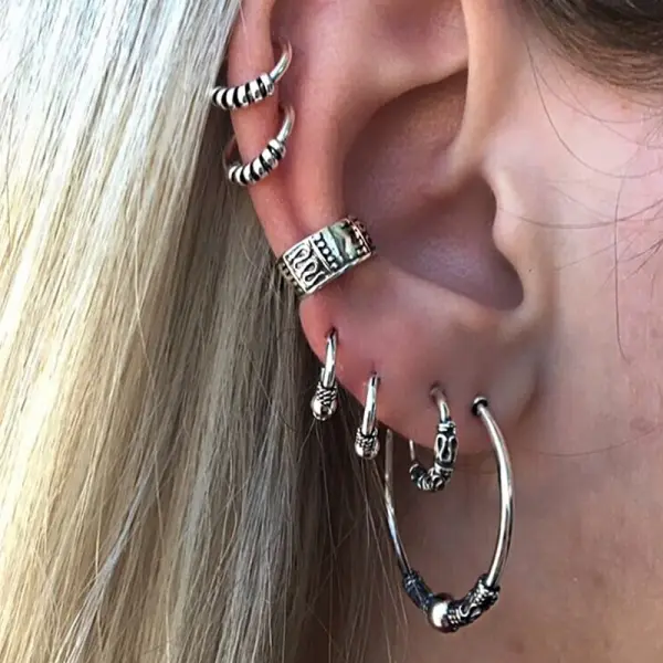 Retro circle seven-piece earring alloy - Leanarea.chimpone.com 