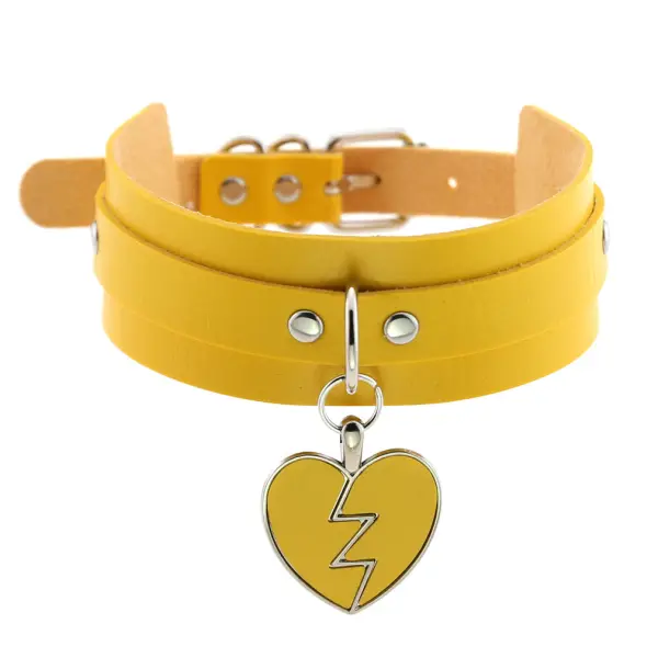 PU Leather Lightning Heartbreak Peach Heart Pendant Collar - Leanarea.chimpone.com 