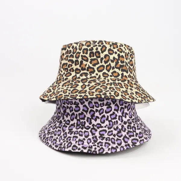 Trendy color leopard sunscreen double-sided fisherman hat - Leanarea.chimpone.com 