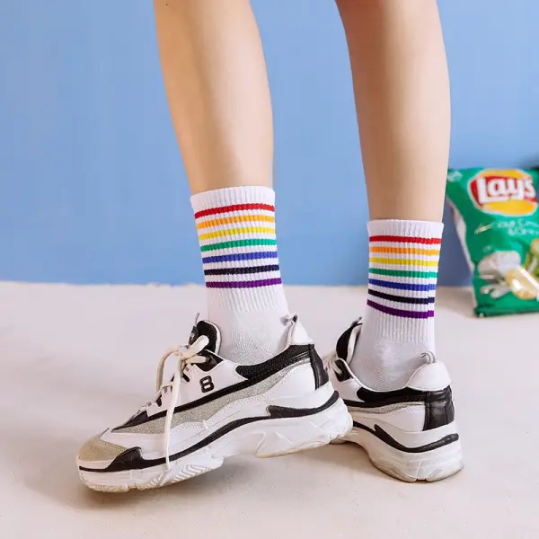 Rainbow socks men and women sports socks - Leanarea.chimpone.com 