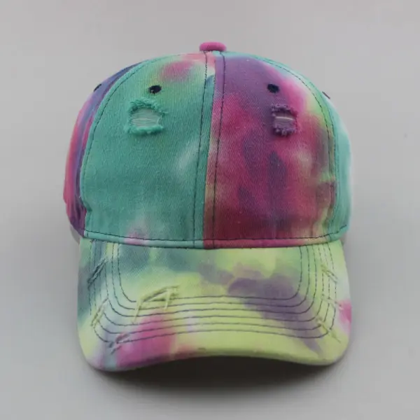 Trendy Color Tie Dye Hole Sunscreen Couple Cap - Leanarea.chimpone.com 