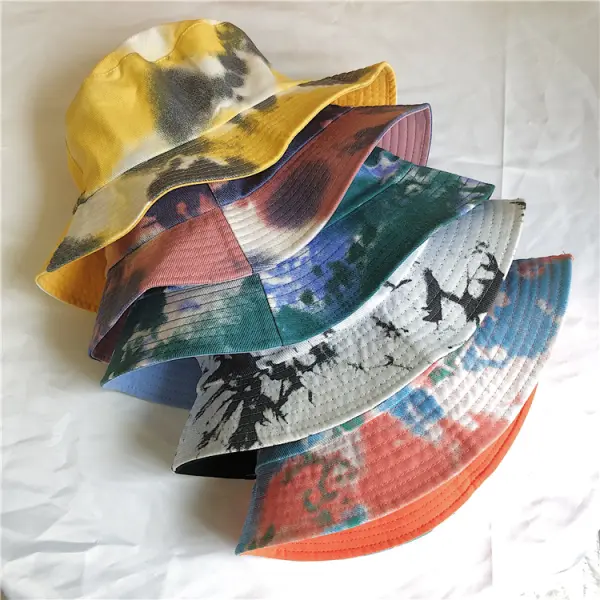 Painted tie-dye men and women can wear fisherman hats on both sides - Leanarea.chimpone.com 